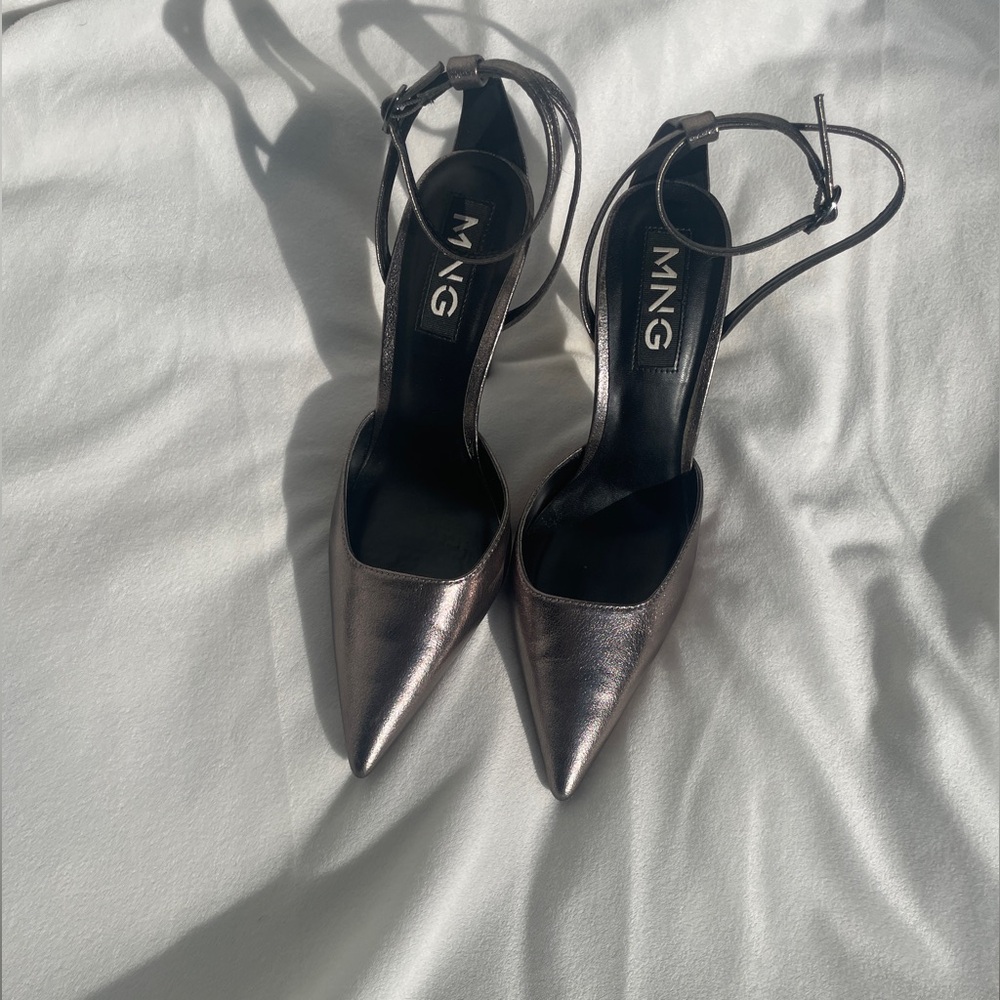 MANGO gunmetal silver heels size 40